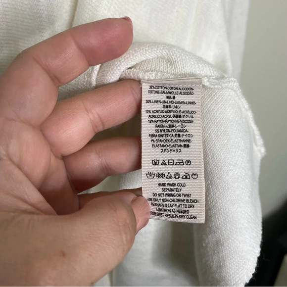 Free People White Bell Sleeve Plunging Neckline Sundae Sweater Size Small - Picture 10 of 11